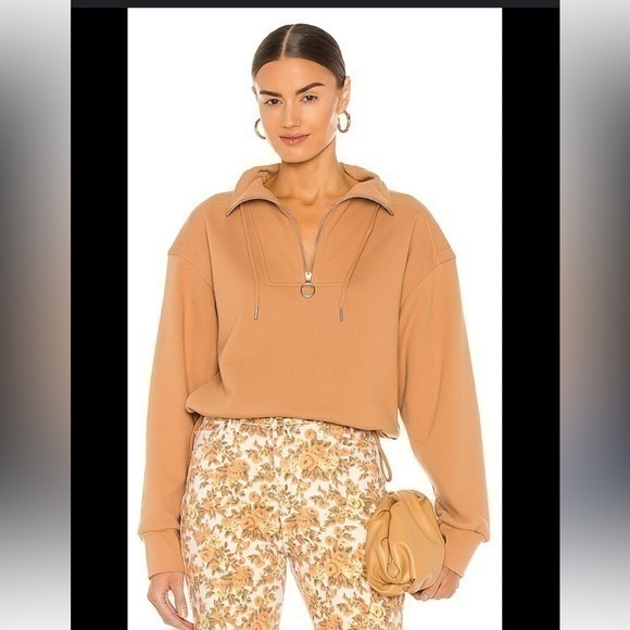Jonathan Simkhai Zella Half Zip Cropped Sweatshirt - Picture 1 of 10